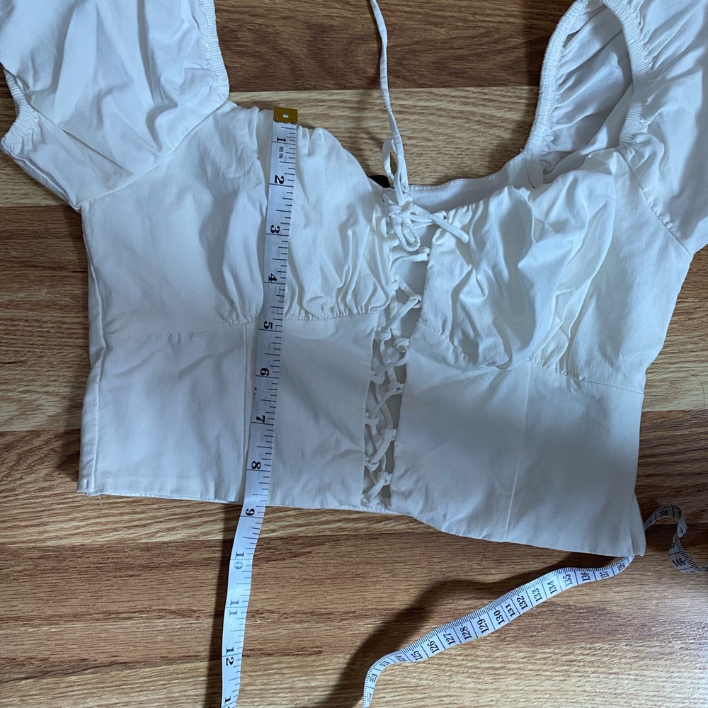White Lace-Up Crop Top